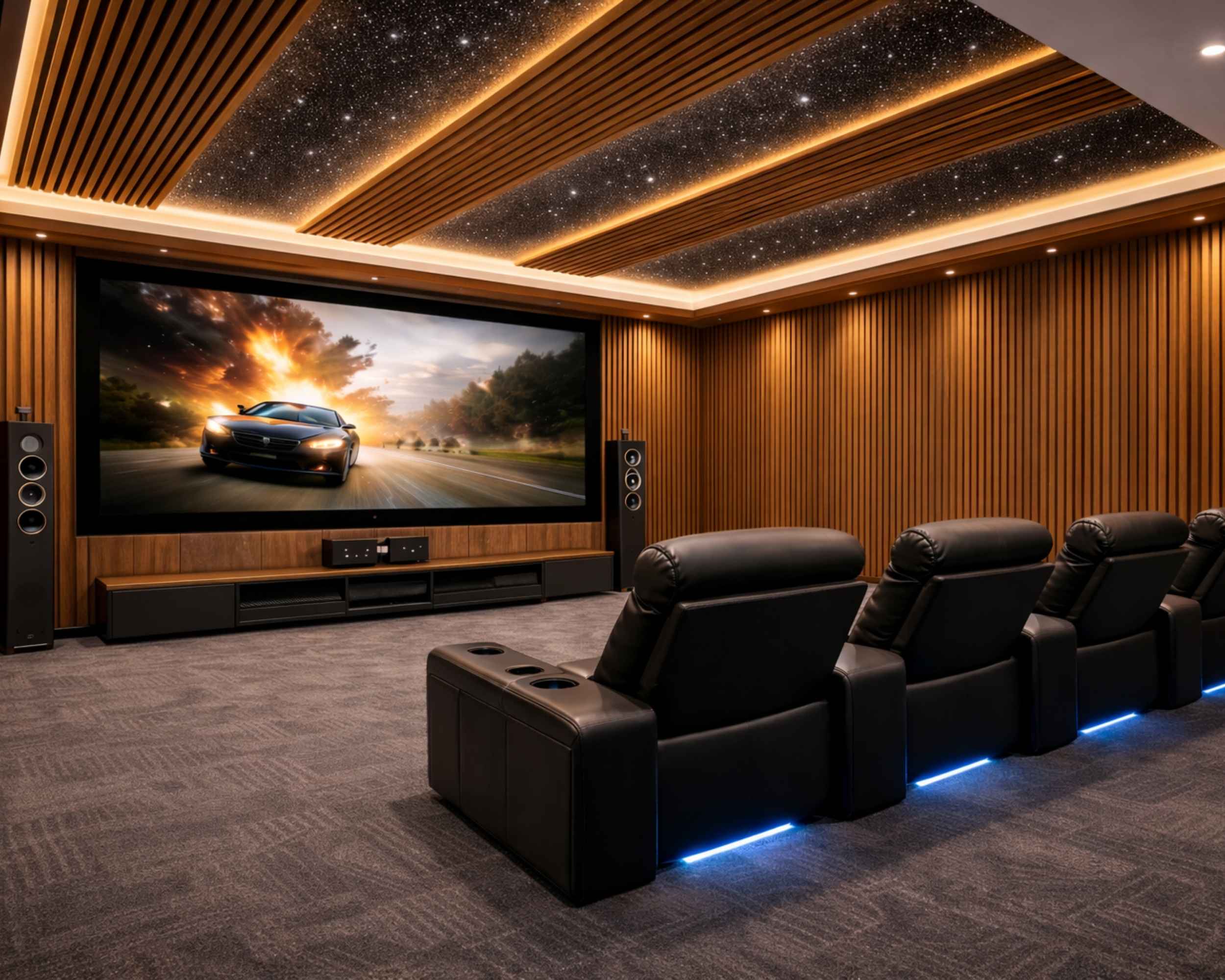 Home theatre acoustic panels for sound optimization